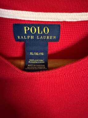 Polo Ralph Lauren Red Waffle Knit Long Sleeve XL